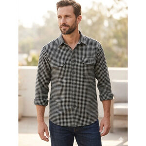 Pendleton Fairbanks Black & Gray Gingham Long Sleeve Button Up Shirt Men's L